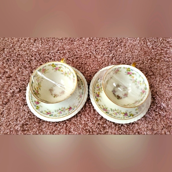 chalfonte Other - 1960's- 2 Tea cup Set Princess Chalfonte Czechoslovakia Floral, Gold Trim